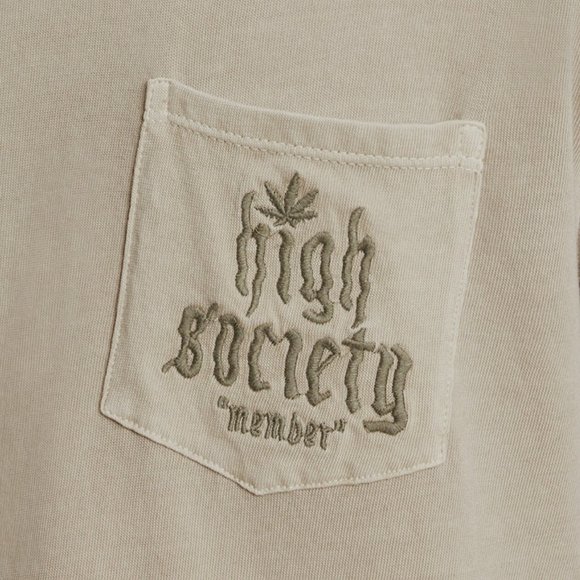 John Varvatos Men's High Society Member Embroidered Graphic T-Shirt Fossil Grey - Picture 3 of 7